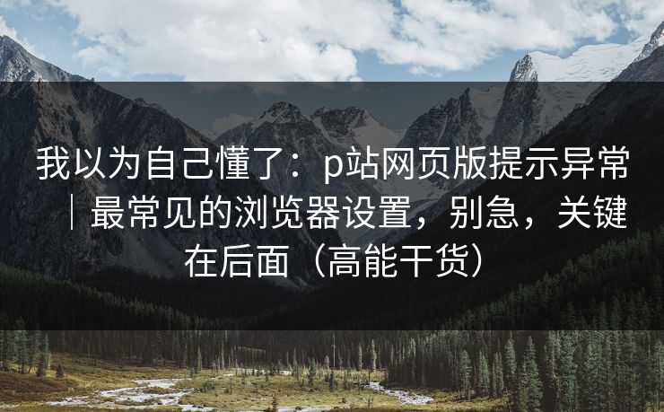 我以为自己懂了：p站网页版提示异常｜最常见的浏览器设置，别急，关键在后面（高能干货）