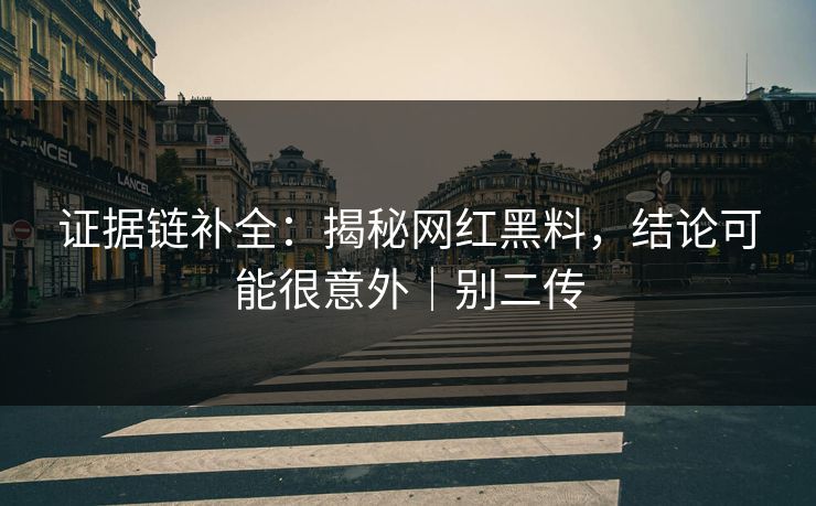 证据链补全：揭秘网红黑料，结论可能很意外｜别二传