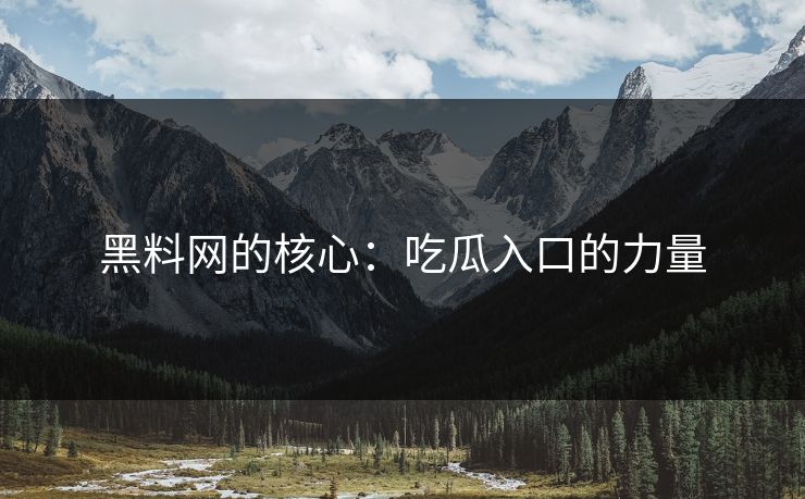 黑料网的核心：吃瓜入口的力量
