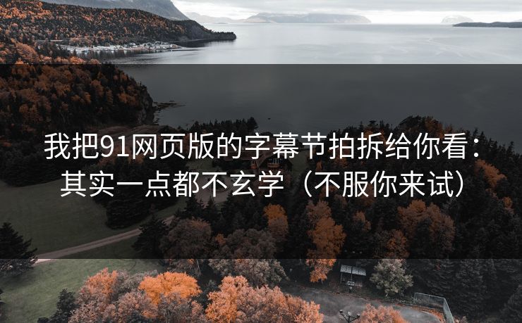 我把91网页版的字幕节拍拆给你看:其实一点都不玄学(不服你来试) 我把91网页版的字幕节拍拆给你看:其实一点都不玄学(不服你来试)
